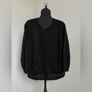 Womans Black Knit Women's Button Down Cardigan Sweater Acrylic Sz 2X